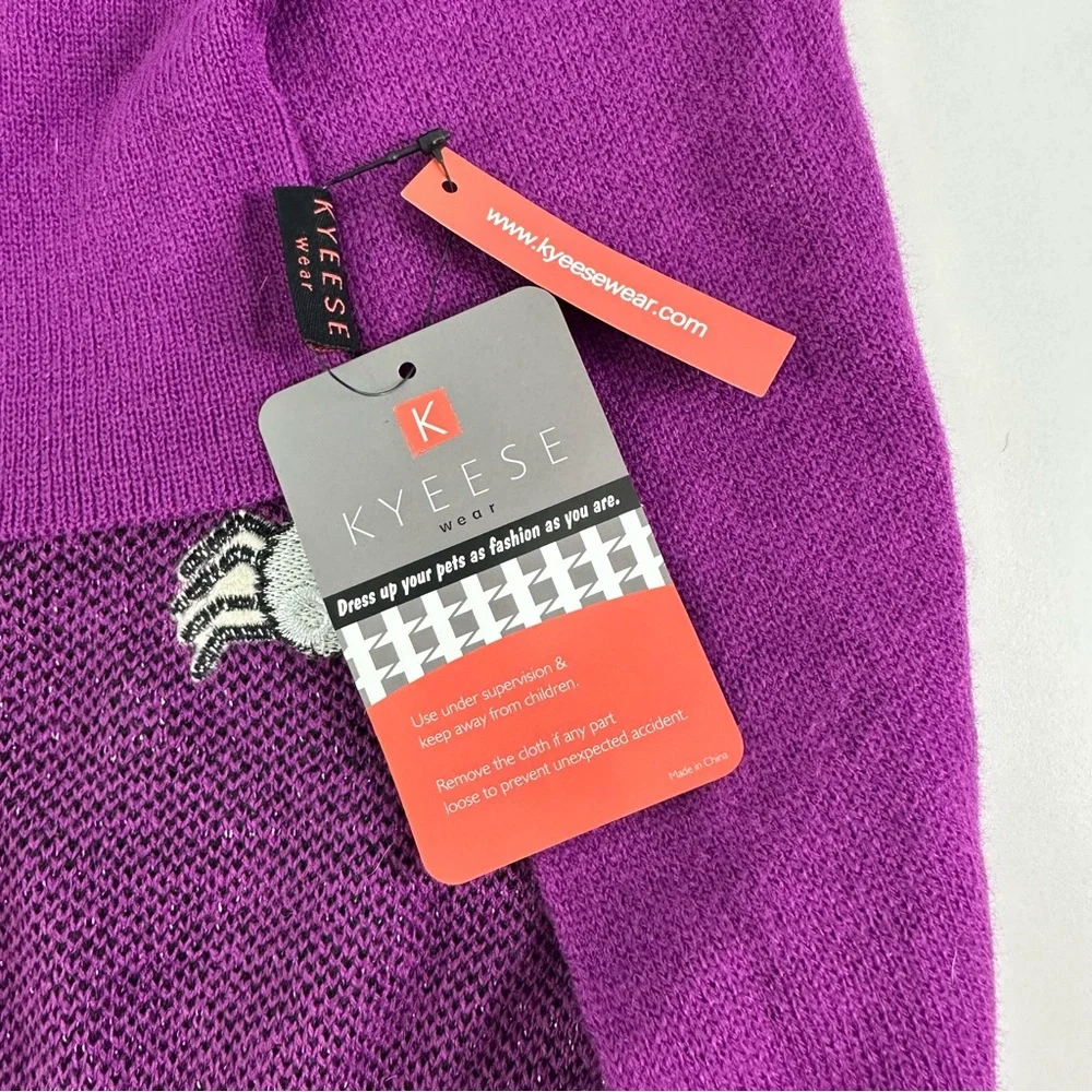 Kyeese Wear Purple and Black Dog Sweater Size XXL Silver Spider Web Design